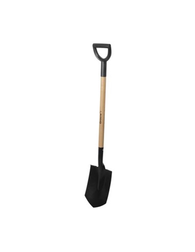Pala con punta para jardin. mango de madera y acero de carbono 114cm grown