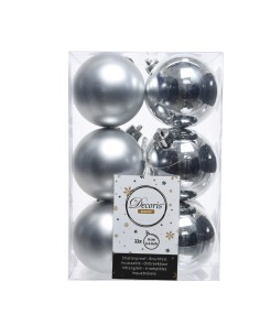Caja de 12 bolas plata decorativas para arbol de navidad ø6cm
