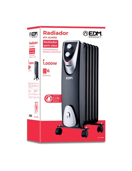 Radiador modelo "black edition" - sin aceite - (6 elementos) - 400/600/1000w - edm