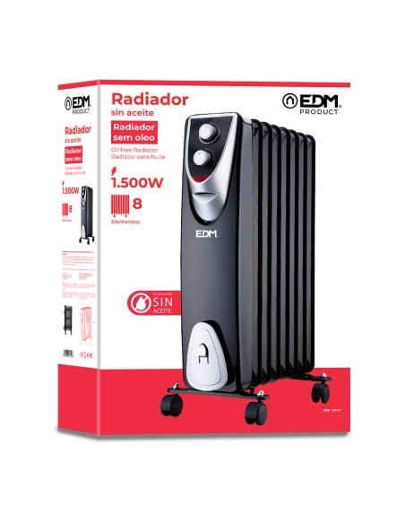 Radiador modelo "black edition" - sin aceite - (8 elementos) - 500-1000-1500w - edm