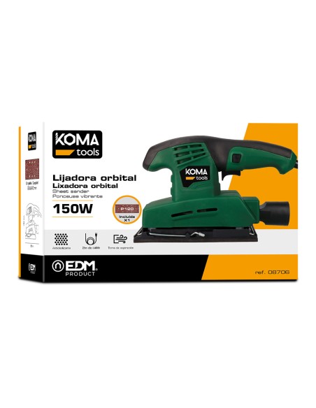 Lijadora orbital electrica 150w 25,2x15,8cm koma tools