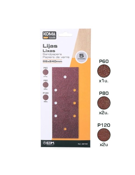 Set 5 lijas para lijadora orbital 08706 koma tools