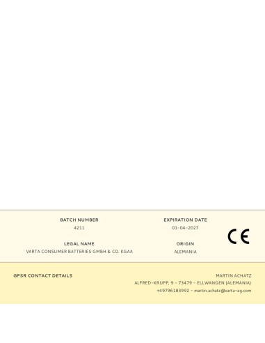 Pila varta alkalina v11a 6v (blister 1 unid.)...