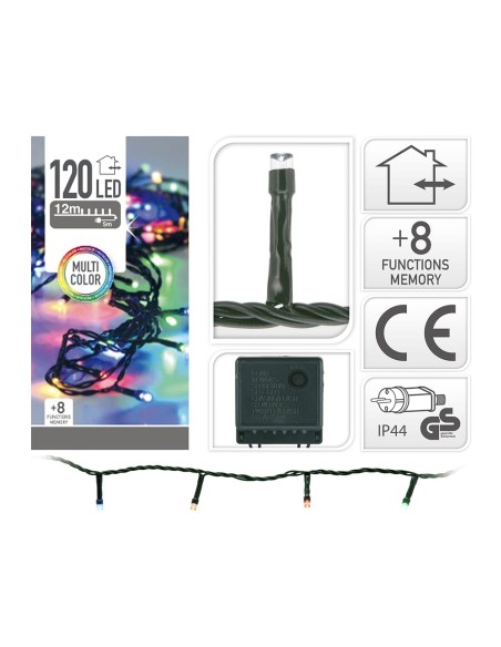 Guirnalda multifuncion 120 leds multicolor 220 12m ip44
