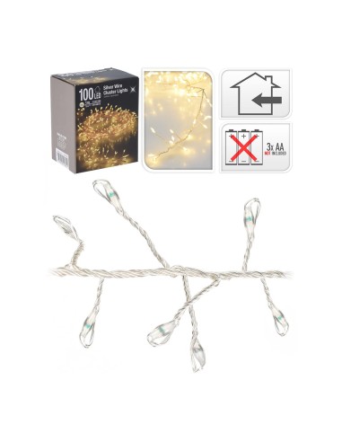 Guirnalda a pilas tipo espino fija 100 leds...