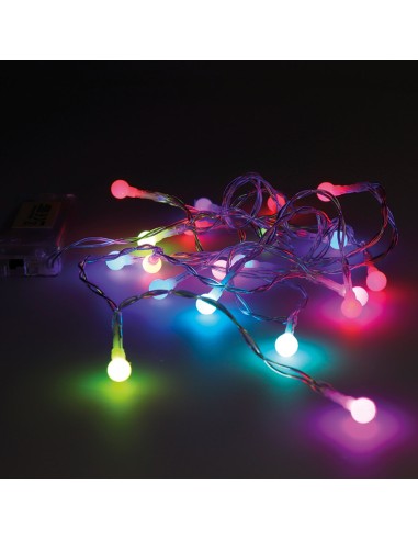 Guirnalda a pilas rgb 20 leds esferica 8mm luz multicolor 2,3m