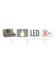 Guirnalda a pilas fija 20 leds esferica 8mm luz blanco calido 2,3m 2