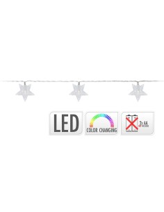 Guirnalda a pilas fija 10 leds con estrellas luz multicolor 1,3m