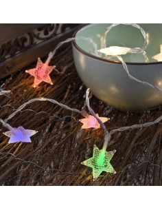 Guirnalda a pilas fija 10 leds con estrellas luz multicolor 1,3m 2