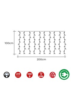 Cortina con programdor easy-connect blanco frío, 2x1m 2