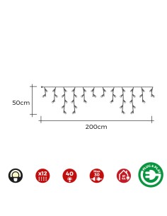 Cortina icicle con programador easy-connect multifunción 2x0,5m 12 tiras 40 leds blanco calido 2