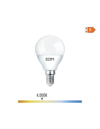 Bombilla esferica led e14 7 w 600 lm 4000 k luz dia ø4,5 x 8 cm
