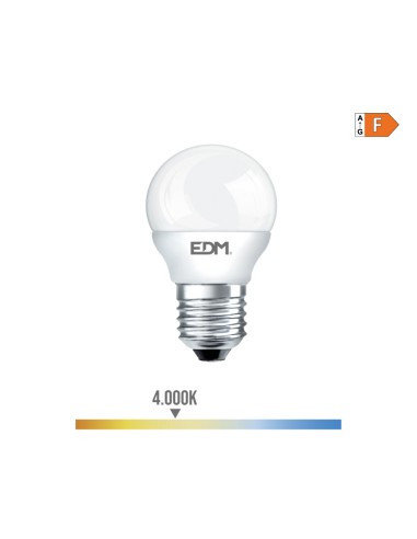 Bombilla esferica led e27 7 w 600 lm 4000 k luz dia ø4,5 x 8 cm