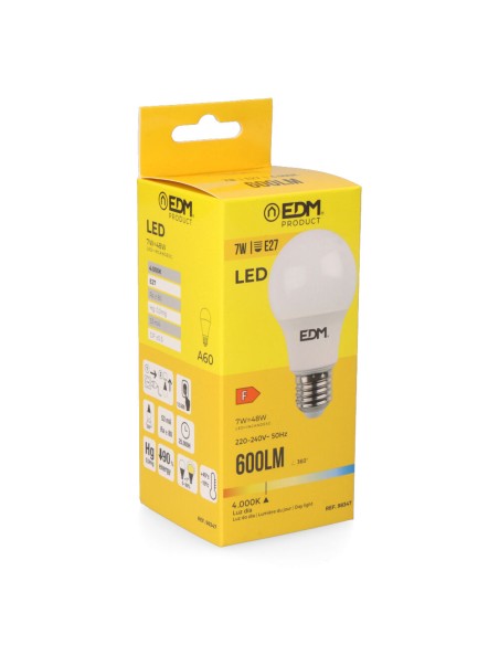 Bombilla standard led e27 7 w 600 lm 4000 k luz dia ø6 x 10,8 cm