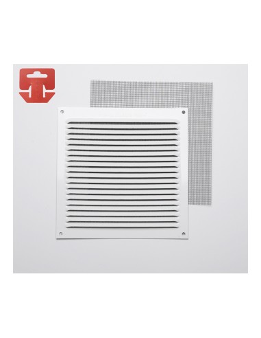 Rejilla con mosquitera. aluminio 0.6 blanco lacado 170x170mm (g)
