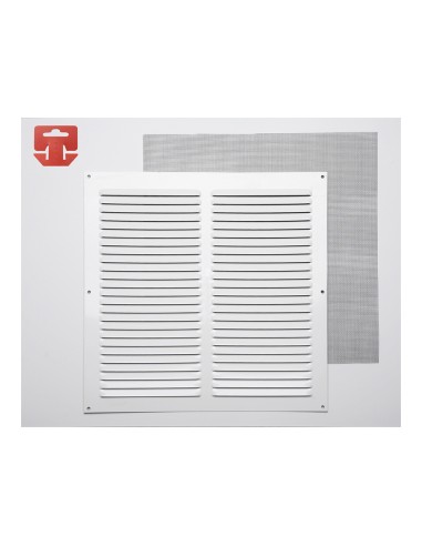 Rejilla con mosquitera. aluminio 0.6 blanco lacado 300x300mm (g)