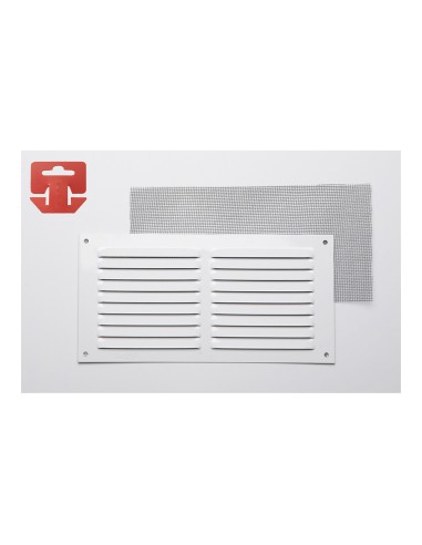 Rejilla con mosquitera. aluminio 0.6 blanco lacado 200x100mm (g)
