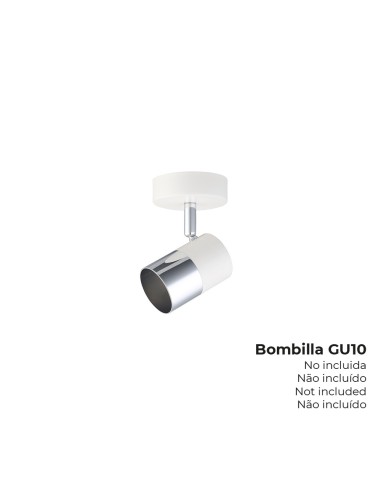 Foco 1 elemento modelo moon gu-10 (bombilla no incluida) color cromo+blanco hueso ø 9 x 7,6 x 12,6 cm