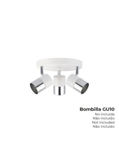 Foco 3 elementos modelo moon gu-10 (bombilla no incluida) color cromo+blanco hueso ø 20 x 12,6 cm