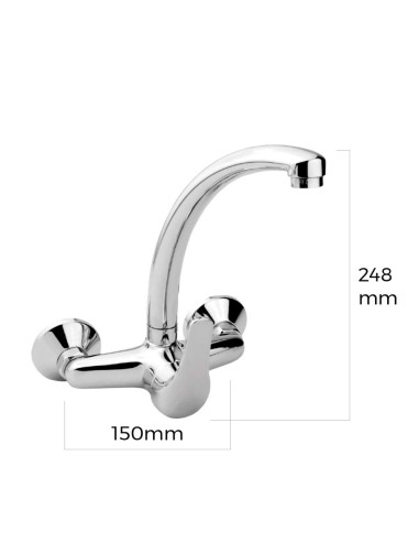 Grifo monomando de cocina caño alto empotrado...