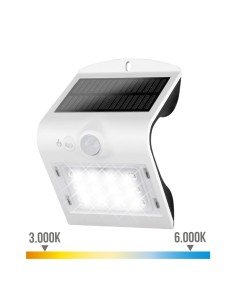 Aplique solar 1,5w 220lm recargable. sensor de presencia (2-6m) color blanco 9,6x7,3x14cm edm 2