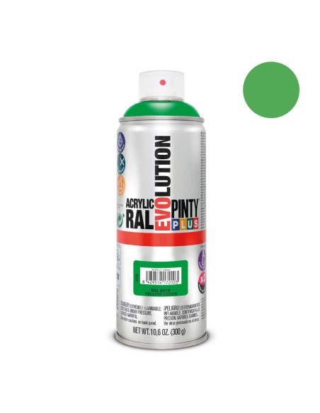 Pintura en spray pintyplus evolution 520 cc ral 6018 verde amarillento
