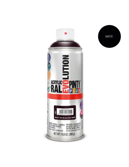 Pintura en spray pintyplus evolution 520 cc ral 9005 negro intenso mate