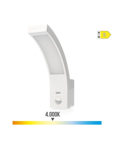 Aplique led con sensor de movimiento 10 w 1654 lm 4000 k ip54 6,6 x 18,8 x 25 cm