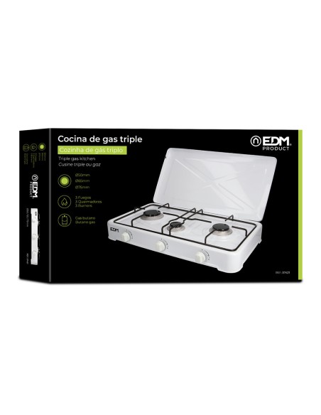 Cocina de gas esmaltada 3 fuegos