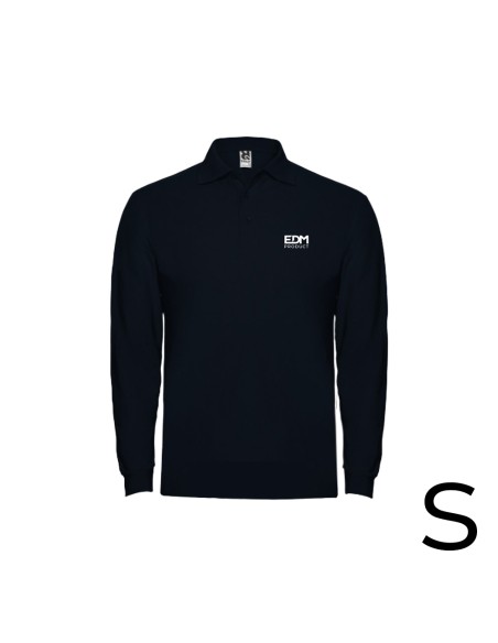 *merchandising* polo negro manga larga talla-s 65% poliéster 35% algodon edm