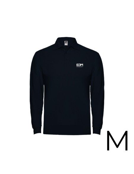 *merchandising* polo negro manga larga talla-m 65% poliéster 35% algodon edm