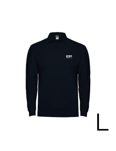 *merchandising* polo negro manga larga talla-l 65% poliéster 35% algodón edm
