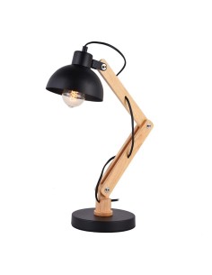 Flexo vintage tipo arquitecto. madera/metal e27 60w color negro ø16 x 52 cm