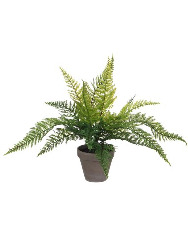 Helecho verde pvc con maceta gris 40x11.5cm