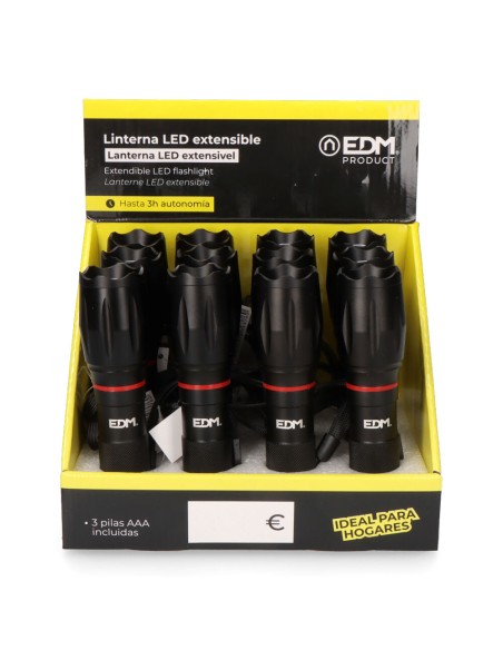 Linterna led extensible frontal y lateral 5w 3 x aaa (pilas incluidas)