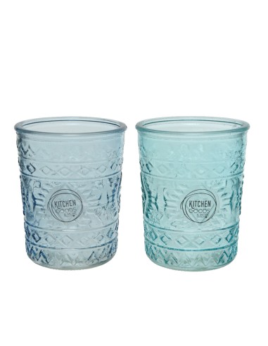 Vaso de cristal con relieve ø8.3x10.3cm 350ml colores/modelos surtidos
