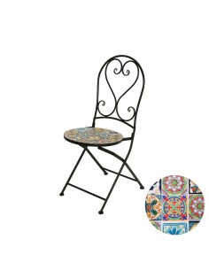 Silla metálica/mosaico praga color negro para exterior 39 x 47 x 94 cm