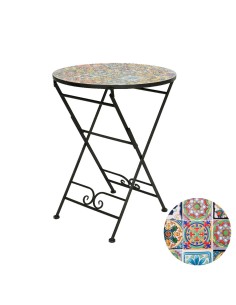 Mesa metalica/mosaico praga color negro para exterior