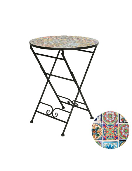 Mesa metalica/mosaico praga color negro para exterior