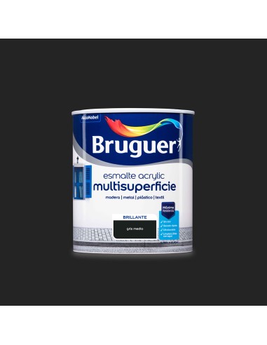 Esmalte acrilico multisuperficie gris medio brillante 0,750l 5057524 bruguer