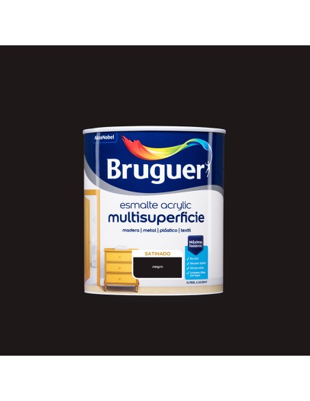 Esmalte acrilico multisuperficie negro satinado 0,750l 5057491 bruguer