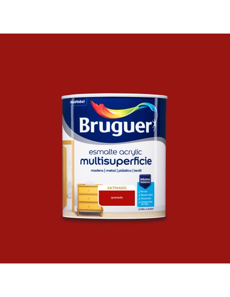 Esmalte acrilico multisuperficie granada satinado 0,750l 5057494 bruguer