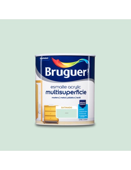 Esmalte acrilico multisuperficie mint satinado 0,750l 5298031 bruguer