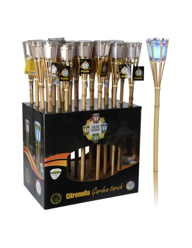 Antorcha de bamboo color natural con vela de...
