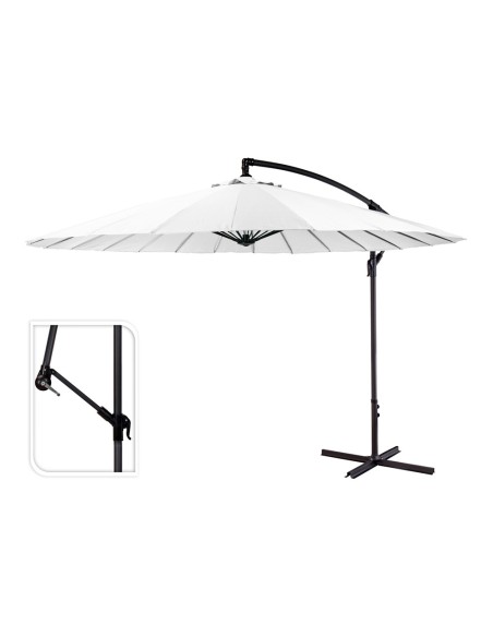 Parasol excéntrico ø300 cm altura maxima 3 m color: blanco