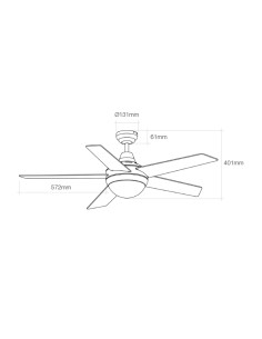 Ventilador de techo modelo adriatico. color blanco. potencia: 60w aspas: ø132cm con mando a distancia edm 2