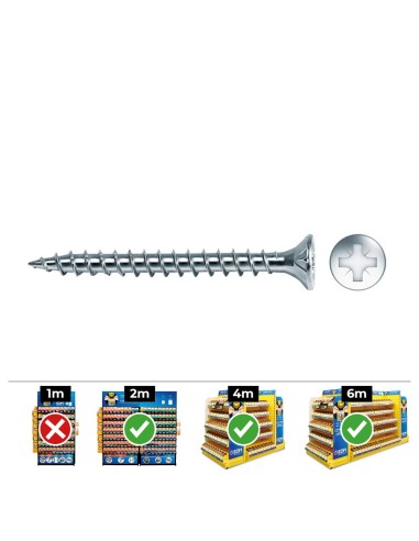 Caja 250 unid. tornillo madera avellanado pozi din/ref vlox ø5x35mm zincado+lubr. celo