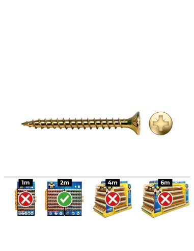 Caja 175 unidades tornillo madera avellanado pz din/ref vlox ø6 x 40 mm bicromatado+lubr.