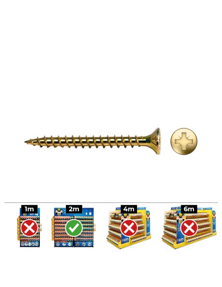 Caja 80 unidades tornillo madera avellanado pz din/ref vlox ø6 x 70 mm bicromatado+lubr.