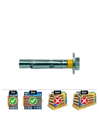 Anclaje dynabolt tornillo m6 ø8 x45mm zincado (caja 50 unid)